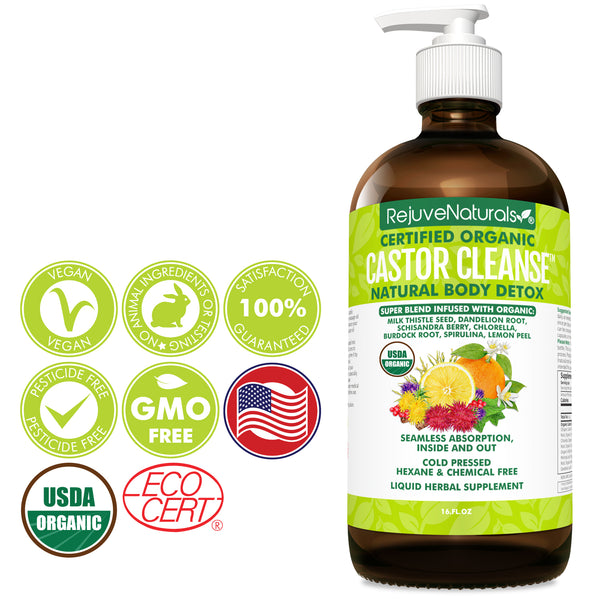 Castor Cleanse™ - 16oz Glass Bottle, USDA Certified Organic
